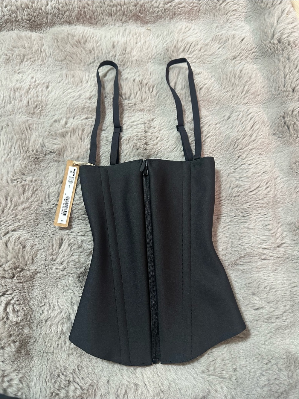 SKIMS Black Zip-Front Corset Camisole